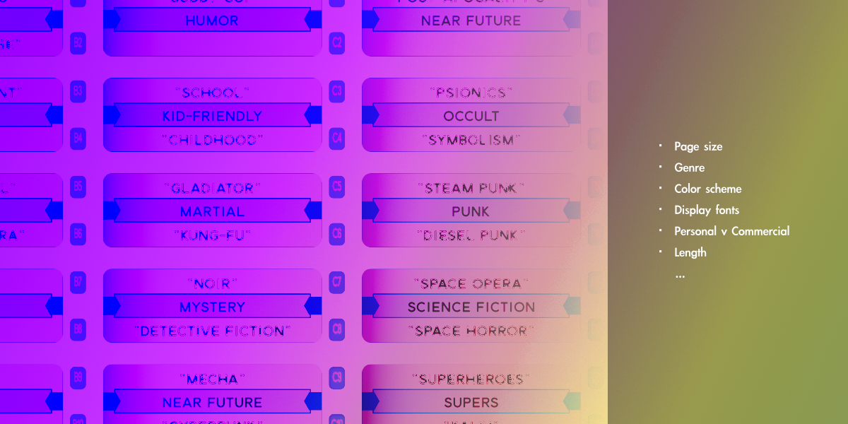 Illustration of faded jukebox selection showing different genres of games.