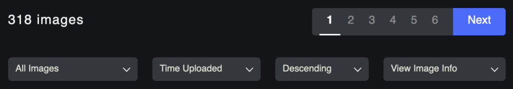 A screenshot of the Imgur.com dashboard.  It shows several menus, including a menu currently showing "All Images" on the far left.