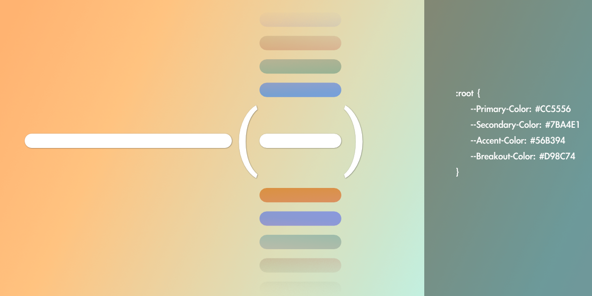 An abstract graphic with a gradient background. In the foreground rounded rectangles stand in for lines for code.