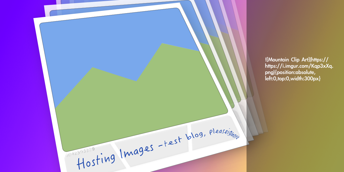 Illustrated image of a deck of polaroids labelled "Hosting Images - LongJohnJones.com"